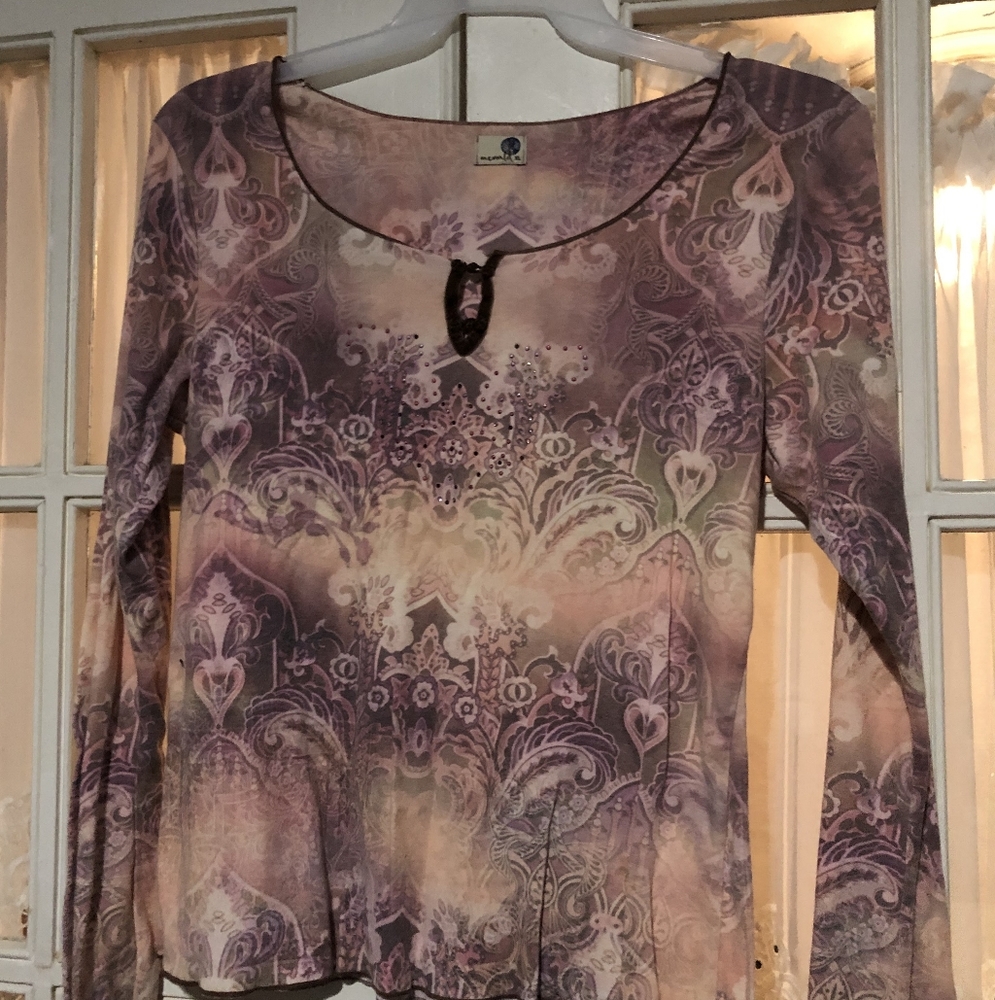 One world XL pink paisley long sleeve